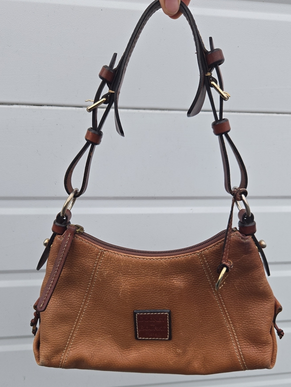 Dooney And Bourke Tan Leather Mini East West Slouch Shoulder Bag